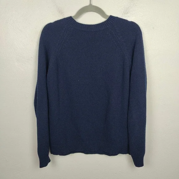 Fabienne Chapot Monkey Graphic Sweater Women Small Navy Blue Wool Cashmere Blend - Picture 4 of 10